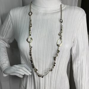 Chico's silver tone costume necklace dull satin gold tone chain link jewelry